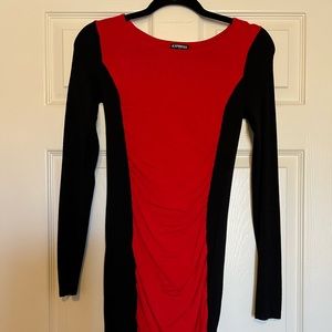 Express black and red long sleeve sweater dress